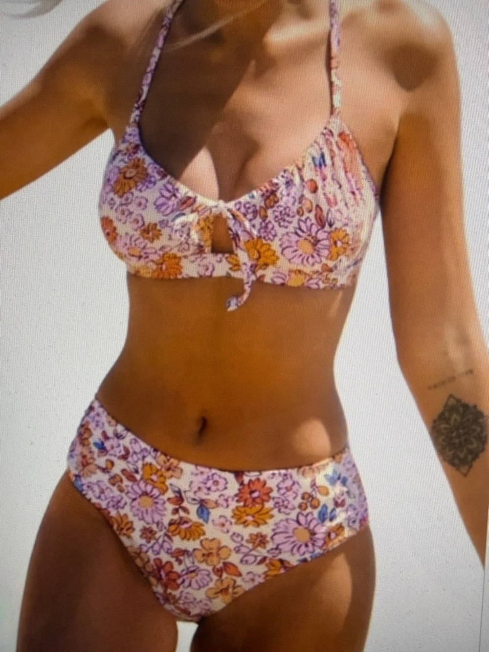 NWT Tropical Floral Bikini Adjustable Crisscross Back Padded Cups XL Beach Pool